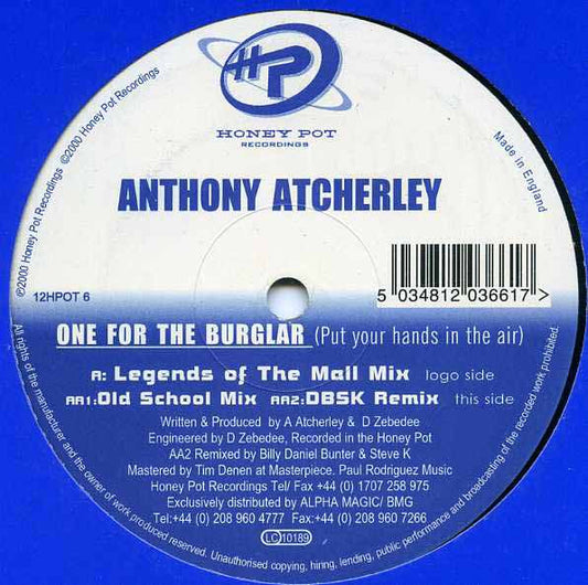 Anthony Atcherley : One For The Burglar (Put Your Hands In The Air) (12")