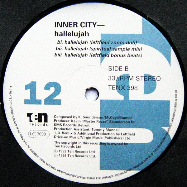 Inner City : Hallelujah '92 (12")
