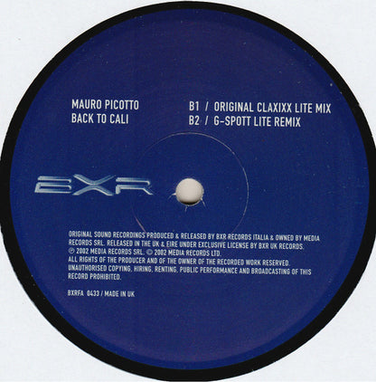 Mauro Picotto : Back To Cali (2 Of 2) (12")