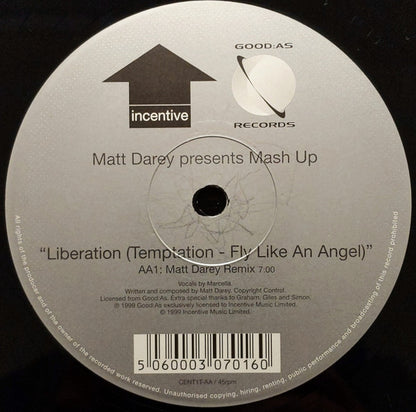 Matt Darey Presents Mash Up : Liberation (Temptation - Fly Like An Angel) (Mixes By Ferry Corsten And Matt Darey) (12", Single)