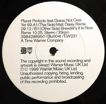 Planet Perfecto Feat. Grace : Not Over Yet 99 (12")