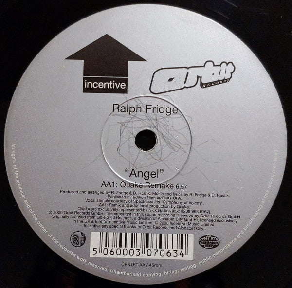 Ralph Fridge : Angel (Mixes By Quake & John Johnson) (12")
