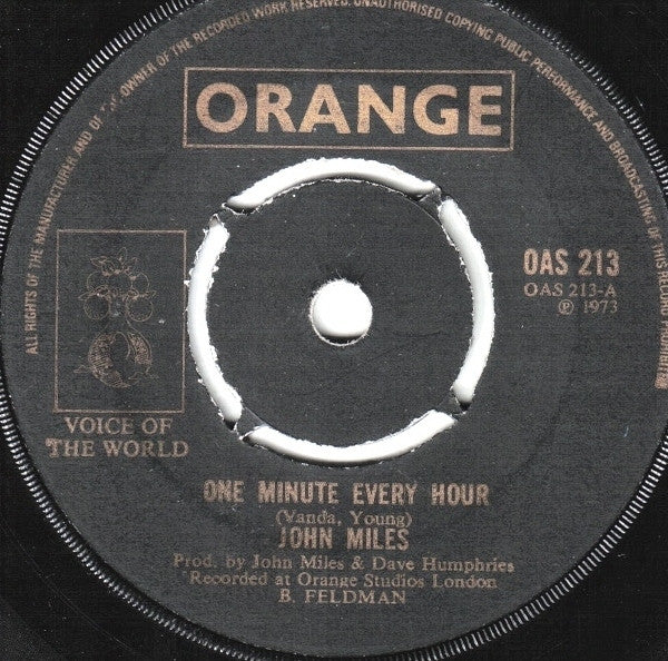 John Miles : One Minute Every Hour (7", Single, 4-p)