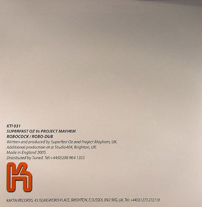 Superfast Oz vs. Project Mayhem : Robocock / Robo-Dub (12")