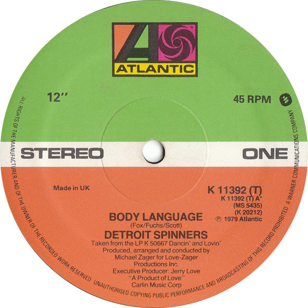 Detroit Spinners* : Body Language (12", Single)