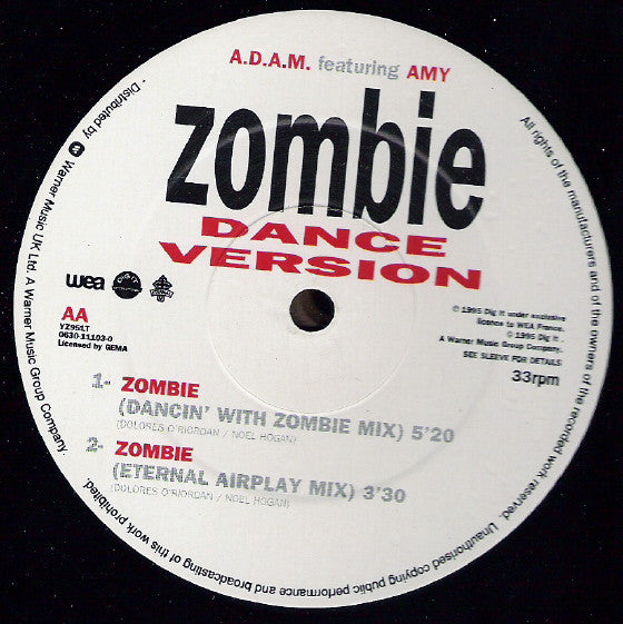 A.D.A.M. Featuring Amy : Zombie (Dance Version) (12")