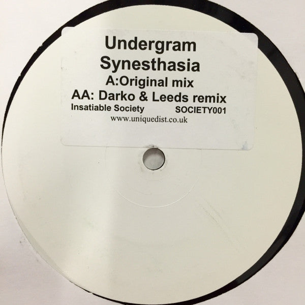 Undergram : Synesthesia (12", Promo, W/Lbl, Sti)