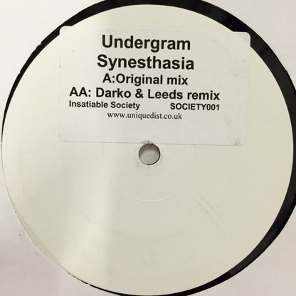 Undergram : Synesthesia (12", Promo, W/Lbl, Sti)