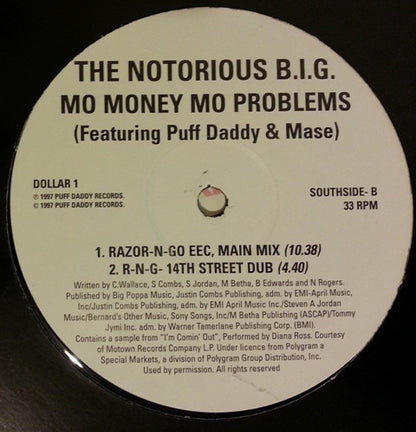 Notorious B.I.G. Featuring Puff Daddy & Mase : Mo Money Mo Problems (12", Promo)