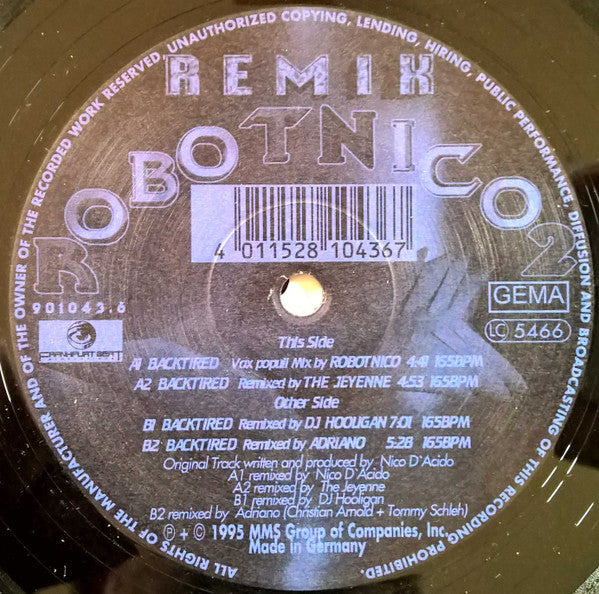Robotnico : Backtired (Remix) (12", Blu)