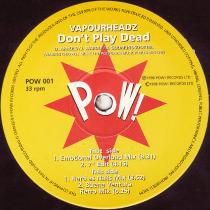 Vapourheadz : Don't Play Dead (12")