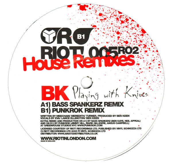 BK : Playing With Knives (House Remixes) (12")