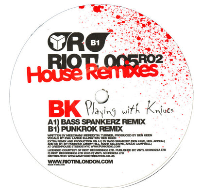 BK : Playing With Knives (House Remixes) (12")