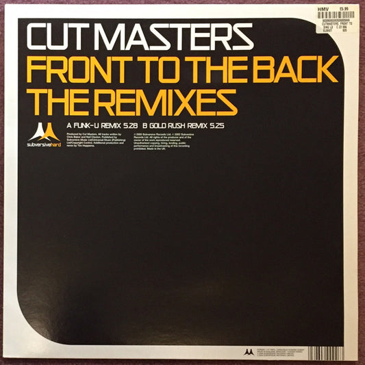 Cut Masters : Front To The Back (The Remixes) (12")