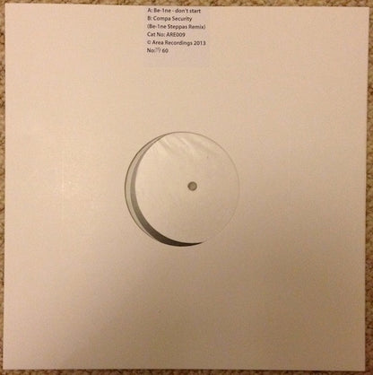 Be-1ne : Don't Start / Security (Remix) (12", Ltd, Num, W/Lbl)