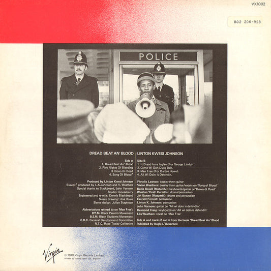 Linton Kwesi Johnson : Dread Beat An' Blood (LP, Album, RE, Gre)