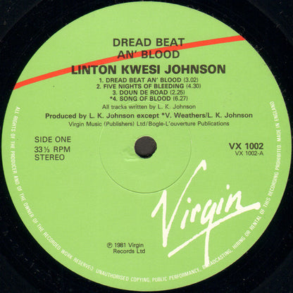 Linton Kwesi Johnson : Dread Beat An' Blood (LP, Album, RE, Gre)