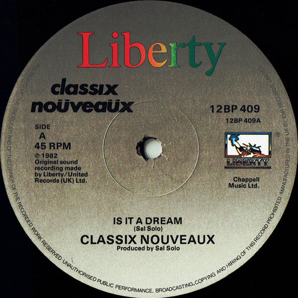 Classix Nouveaux : Is It A Dream (12")