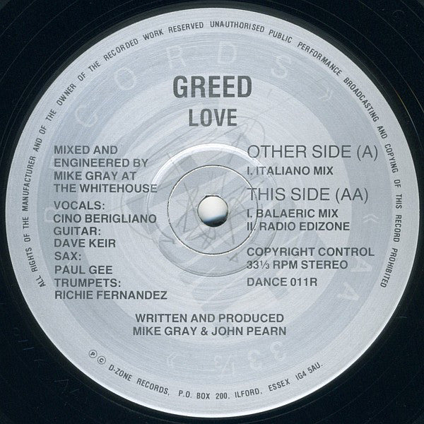 Greed : Love (12", Sil)