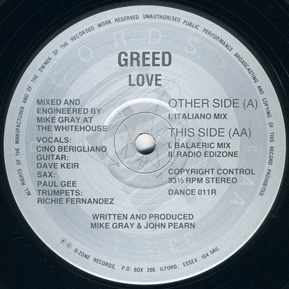 Greed : Love (12", Sil)