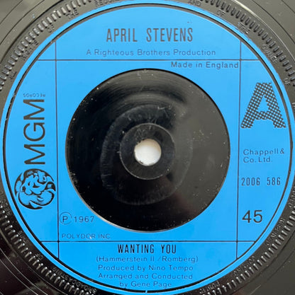April Stevens : Wanting You (7", Single, RE, Inj)