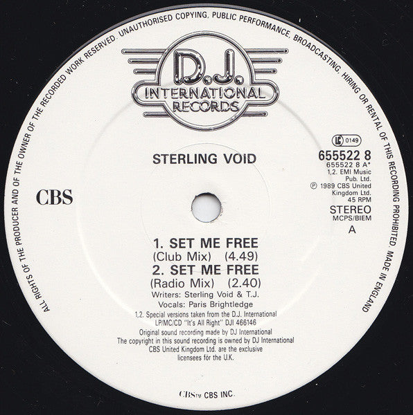 Sterling Void : Set Me Free (12")