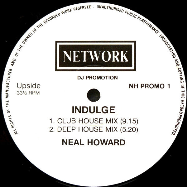 Neal Howard : Indulge (12", Promo)