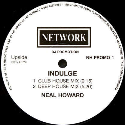 Neal Howard : Indulge (12", Promo)