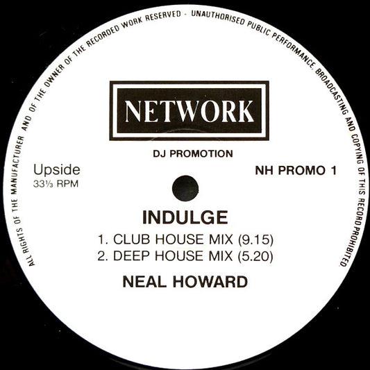 Neal Howard : Indulge (12", Promo)
