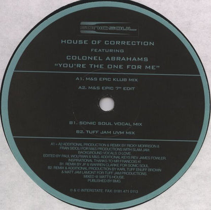 House Of Correction Featuring Colonel Abrams : You're The One For Me (12")
