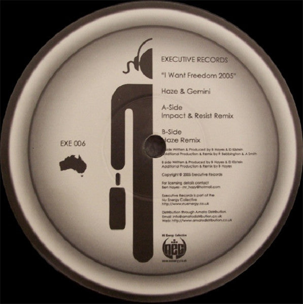 Haze (4) & Gemini (8) : I Want Freedom 2005 (12")