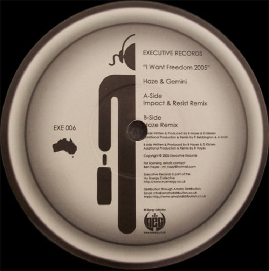 Haze (4) & Gemini (8) : I Want Freedom 2005 (12")