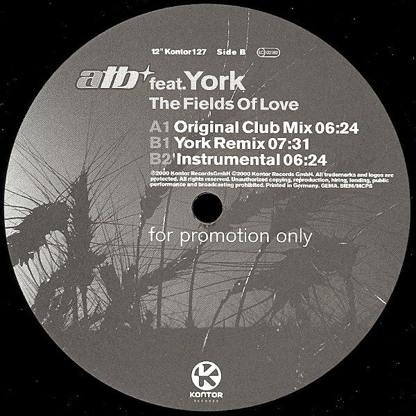 ATB Feat. York : The Fields Of Love (12", Promo)