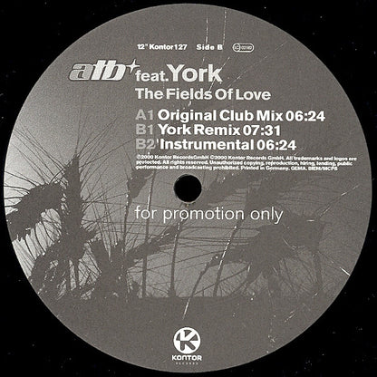 ATB Feat. York : The Fields Of Love (12", Promo)