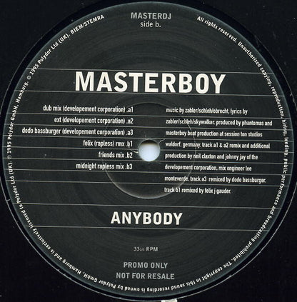 Masterboy : Anybody (12", Promo)