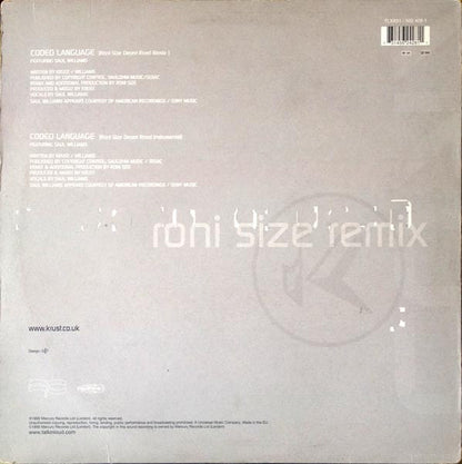 Krust Featuring Saul Williams : Coded Language (Roni Size Remixes) (12")