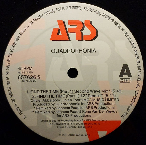Quadrophonia : Find The Time (Part 1) (12")