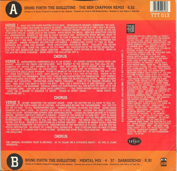 Silver Bullet : Bring Forth The Guillotine (The Ben Chapman Mixes) (12", Single)