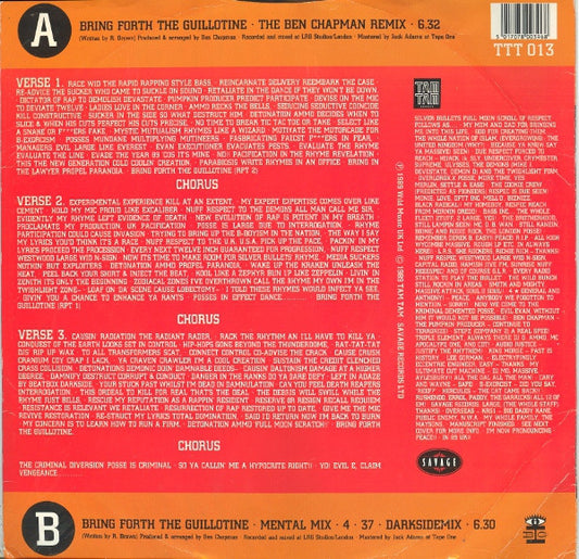 Silver Bullet : Bring Forth The Guillotine (The Ben Chapman Mixes) (12", Single)