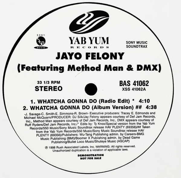 Jayo Felony : Whatcha Gonna Do (12", Promo)