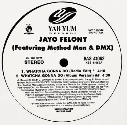 Jayo Felony : Whatcha Gonna Do (12", Promo)