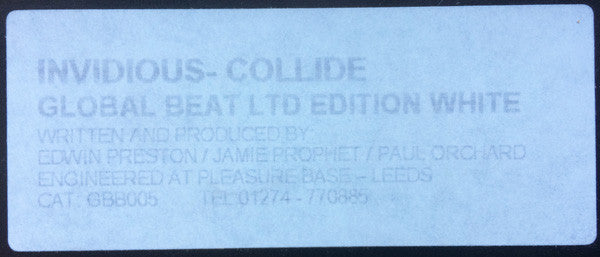 Invidious (2) : Collide (12", S/Sided, Ltd, W/Lbl)