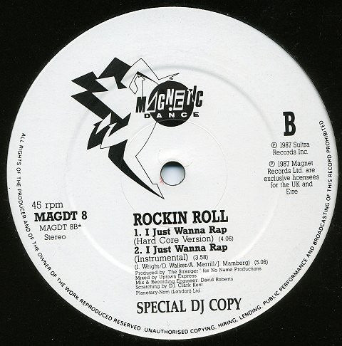 Rockin Roll : I Just Wanna Rap (12", Promo)