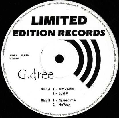 G. Dree : AmVoice (12")