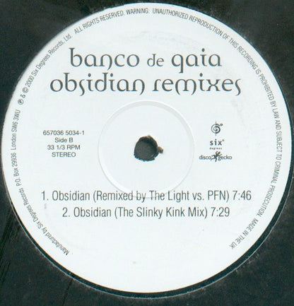 Banco De Gaia : Obsidian Remixes (12")