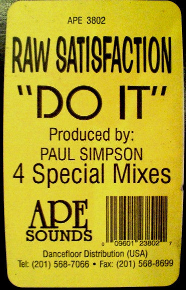 Raw Satisfaction : Do It (12", Promo, W/Lbl)