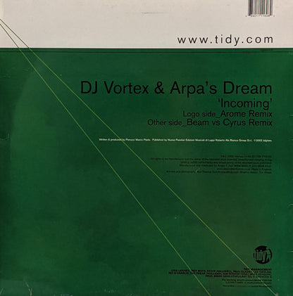 DJ Vortex & Arpa's Dream : Incoming (12", Single)