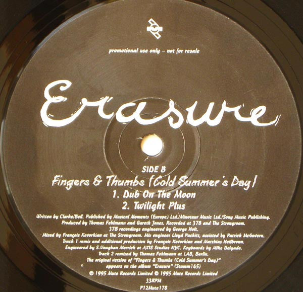 Erasure : Fingers & Thumbs (Cold Summer's Day) (12", Single, Promo)
