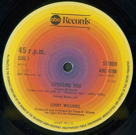Lenny Williams : Choosing You / Trust In Me (12")