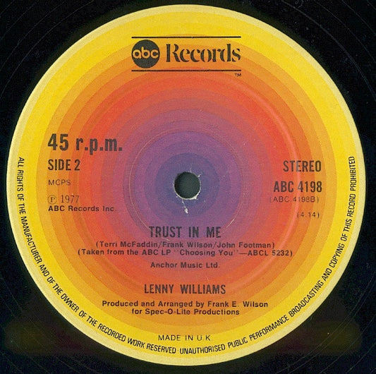 Lenny Williams : Choosing You / Trust In Me (12")
